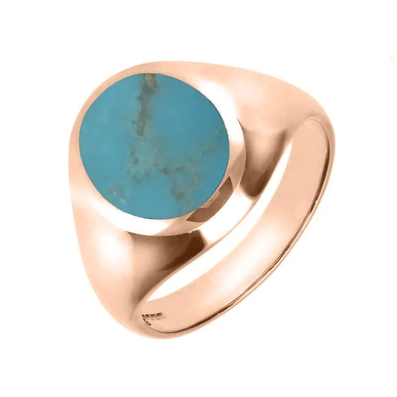 18ct Rose Gold Turquoise Medium Oval Signet Ring sold by Jura Watches