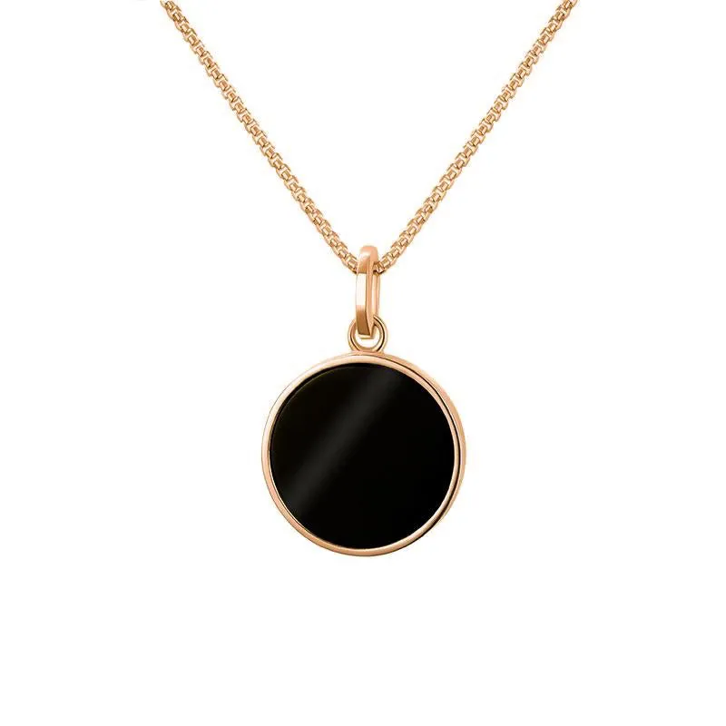 9ct Rose Gold Whitby Jet Zodiac Leo Round Necklace sold by Jura Watches product image thumbnail 2