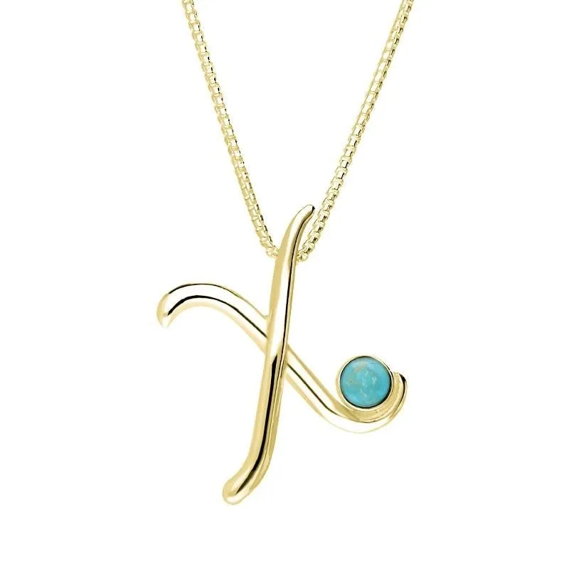 18ct Yellow Gold Turquoise Love Letters Initial X Necklace sold by Jura Watches