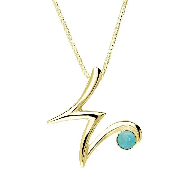 18ct Yellow Gold Turquoise Love Letters Initial W Necklace sold by Jura Watches