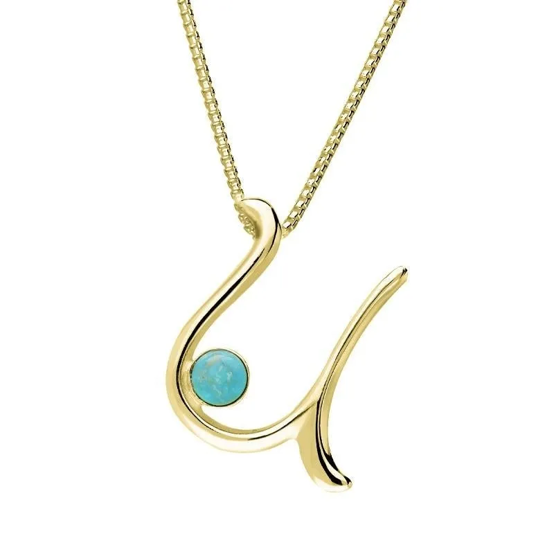18ct Yellow Gold Turquoise Love Letters Initial U Necklace sold by Jura Watches