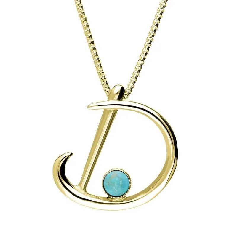 18ct Yellow Gold Turquoise Love Letters Initial D Necklace sold by Jura Watches
