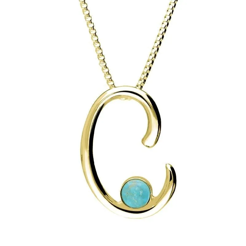 18ct Yellow Gold Turquoise Love Letters Initial C Necklace sold by Jura Watches