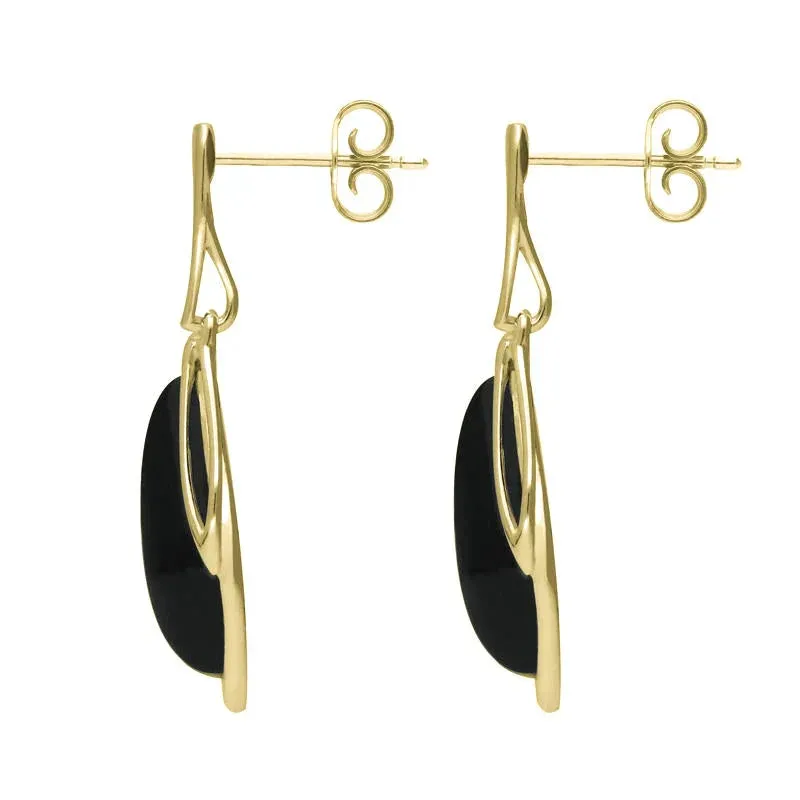 9ct Yellow Gold Whitby Jet Open Marquise Drop Earrings sold by Jura Watches product image thumbnail 2