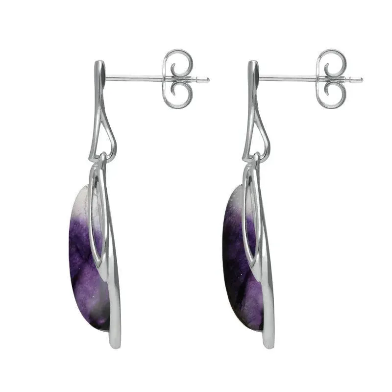 9ct White Gold Blue John Open Marquise Drop Earrings sold by Jura Watches product image thumbnail 2