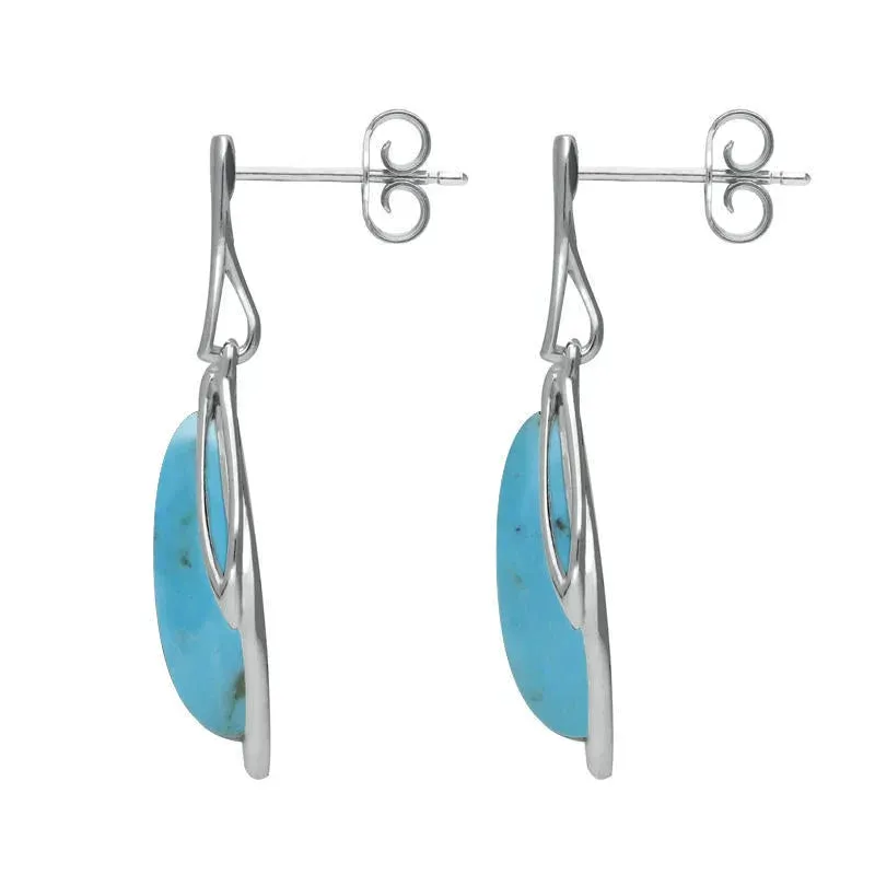 9ct White Gold Turquoise Open Marquise Drop Earrings sold by Jura Watches product image thumbnail 2