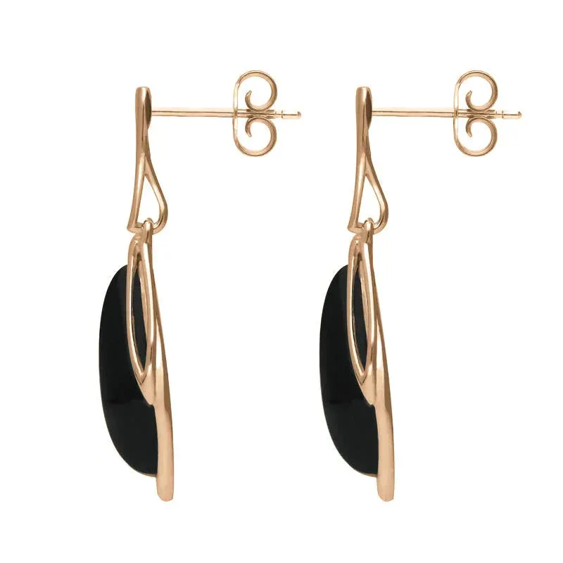 9ct Rose Gold Whitby Jet Open Marquise Drop Earrings sold by Jura Watches product image thumbnail 2
