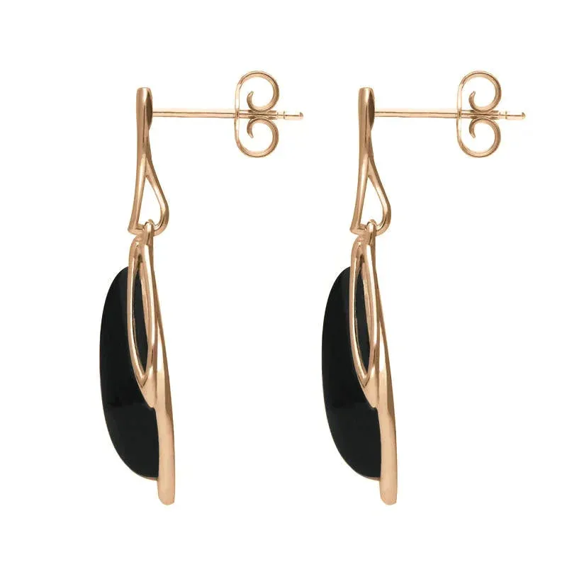 18ct Rose Gold Whitby Jet Open Marquise Drop Earrings sold by Jura Watches product image thumbnail 2