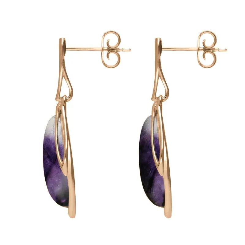 18ct Rose Gold Blue John Open Marquise Drop Earrings sold by Jura Watches product image thumbnail 2