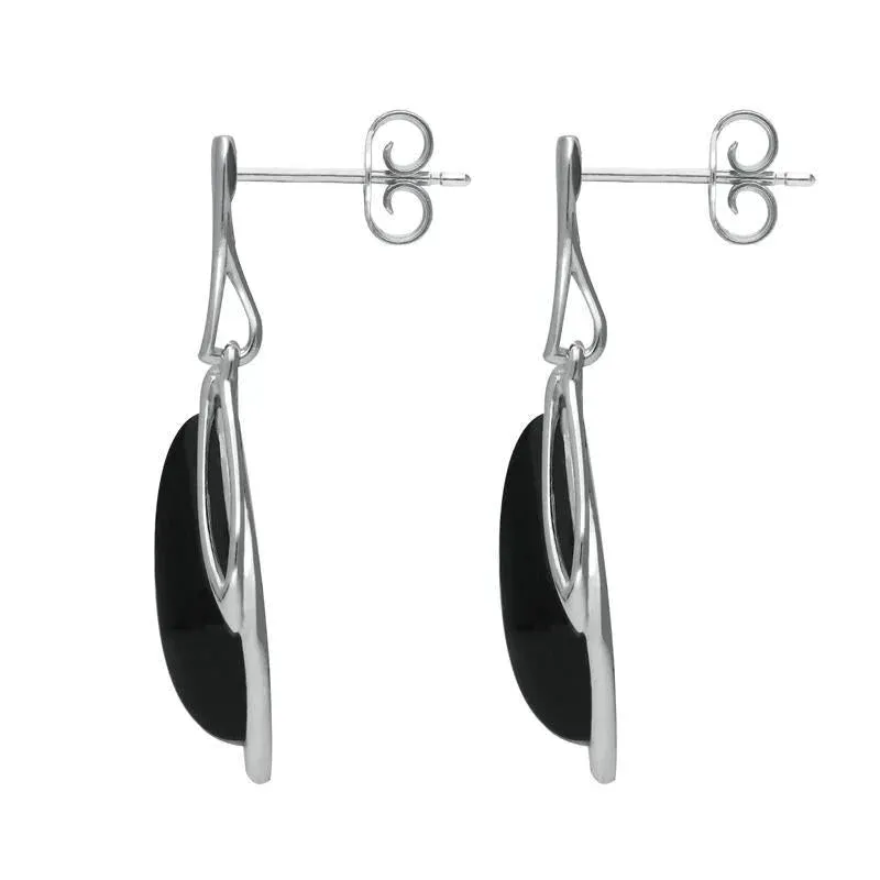 18ct White Gold Whitby Jet Open Marquise Drop Earrings sold by Jura Watches product image thumbnail 2