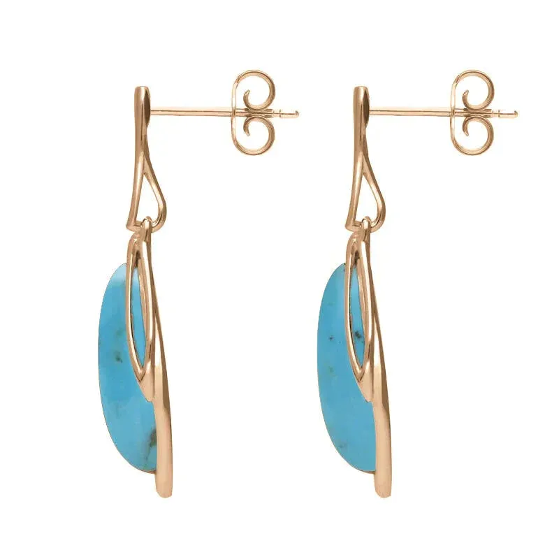 18ct Rose Gold Turquoise Open Marquise Drop Earrings sold by Jura Watches product image thumbnail 2