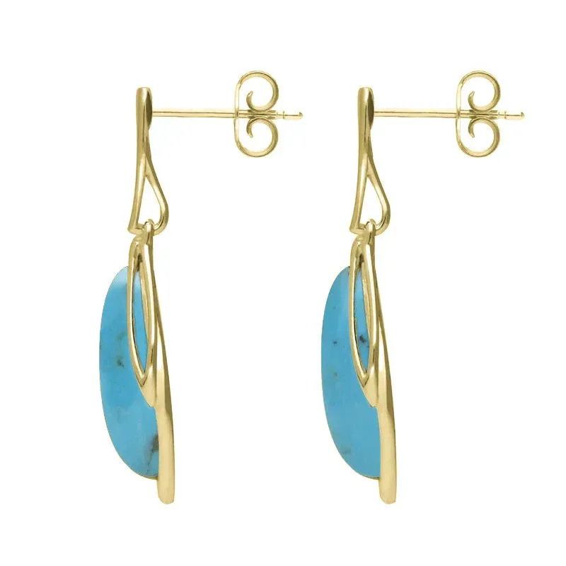 18ct Yellow Gold Turquoise Open Marquise Drop Earrings sold by Jura Watches product image thumbnail 2