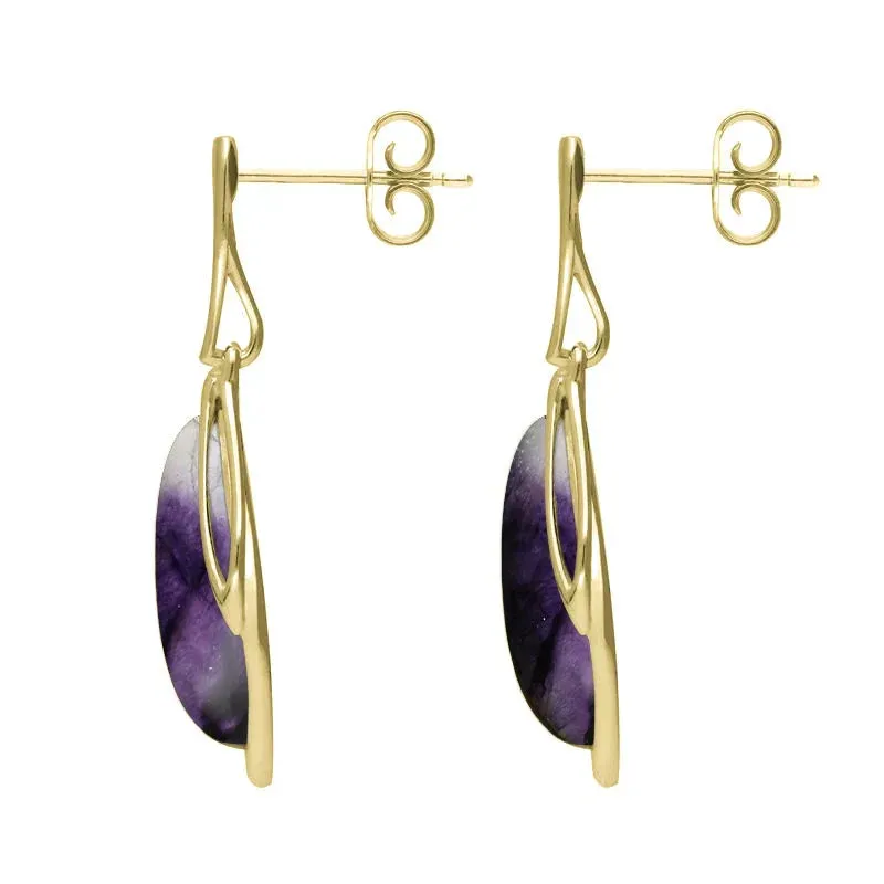 18ct Yellow Gold Blue John Open Marquise Drop Earrings sold by Jura Watches product image thumbnail 2