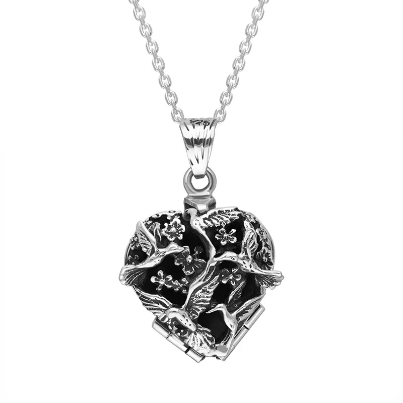 Sterling Silver Bird Heart Small Locket Necklace sold by Jura Watches