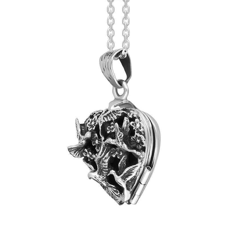 Sterling Silver Bird Heart Small Locket Necklace sold by Jura Watches product image thumbnail 3