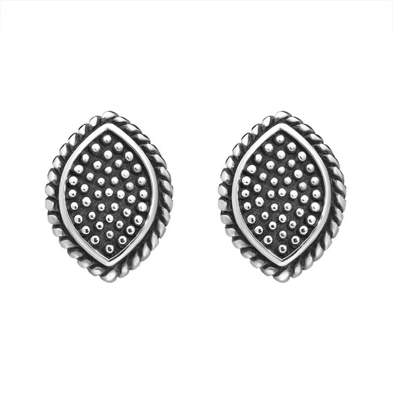 Sterling Silver Oxidised Marquise Stud Earrings sold by Jura Watches