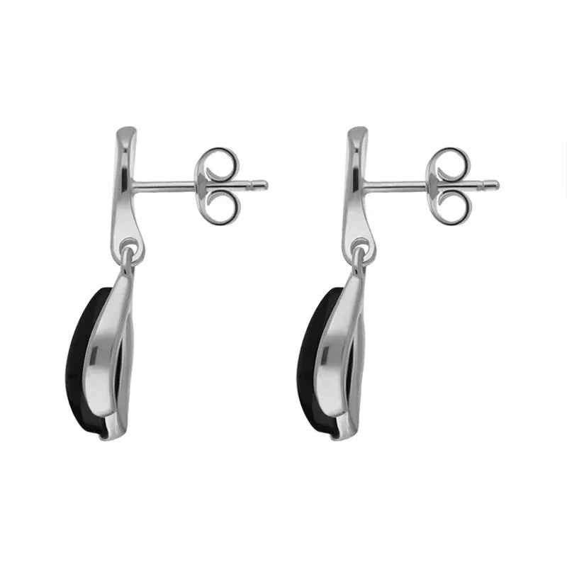 Sterling Silver Whitby Jet Abstract Pear Drop Earrings sold by Jura Watches product image thumbnail 2
