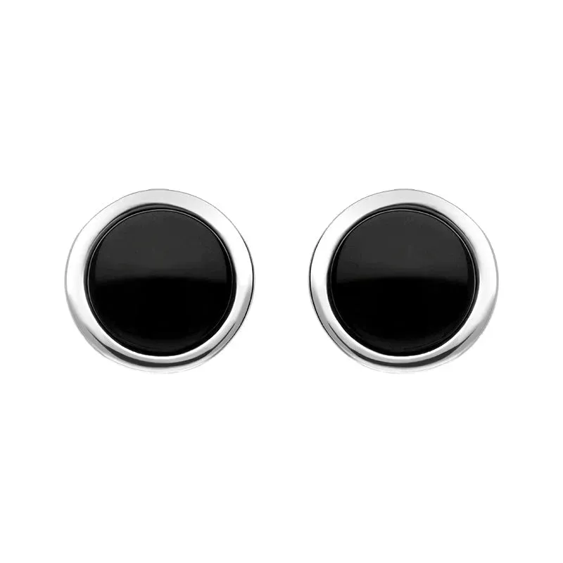 Sterling Silver Whitby Jet 8mm Round Stud Earrings sold by Jura Watches