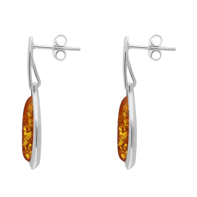 Sterling Silver Amber Long Pear Drop Earrings sold by Jura Watches product image thumbnail 2