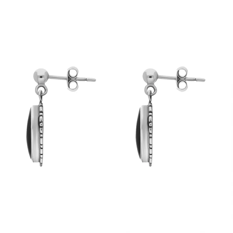 Sterling Silver Whitby Jet Oval Drop Earrings sold by Jura Watches product image thumbnail 2