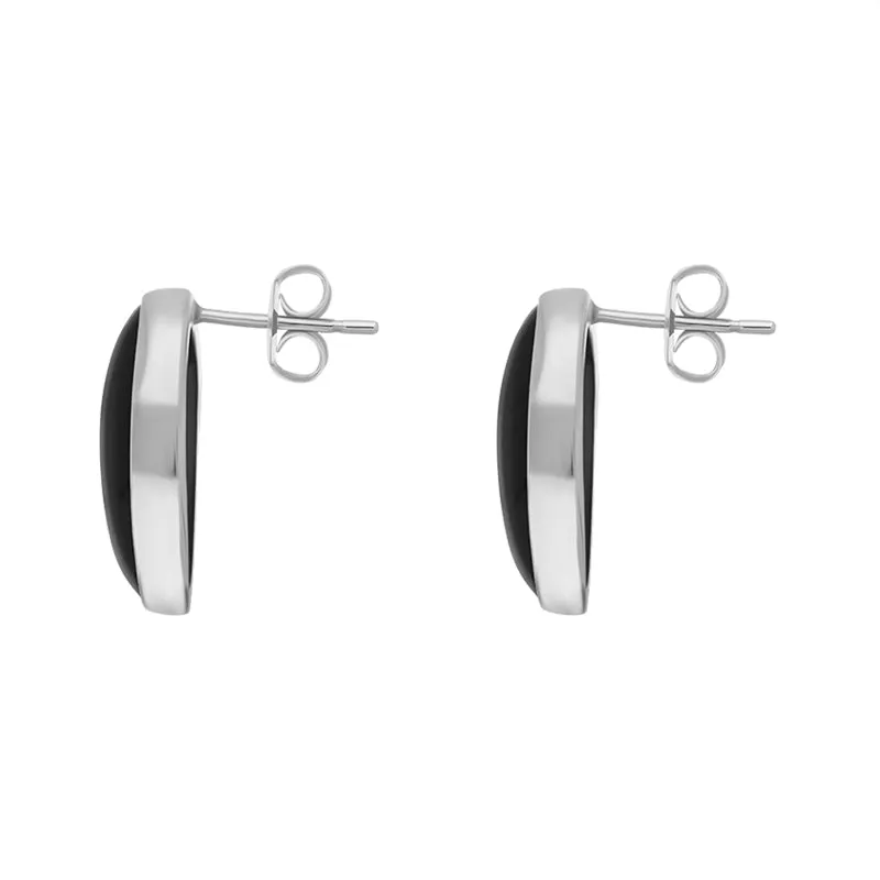 Sterling Silver Whitby Jet Large Oval Stud Earrings sold by Jura Watches product image thumbnail 2