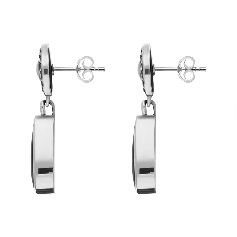 Sterling Silver Whitby Jet Rope Top Pear Drop Earrings sold by Jura Watches product image thumbnail 2