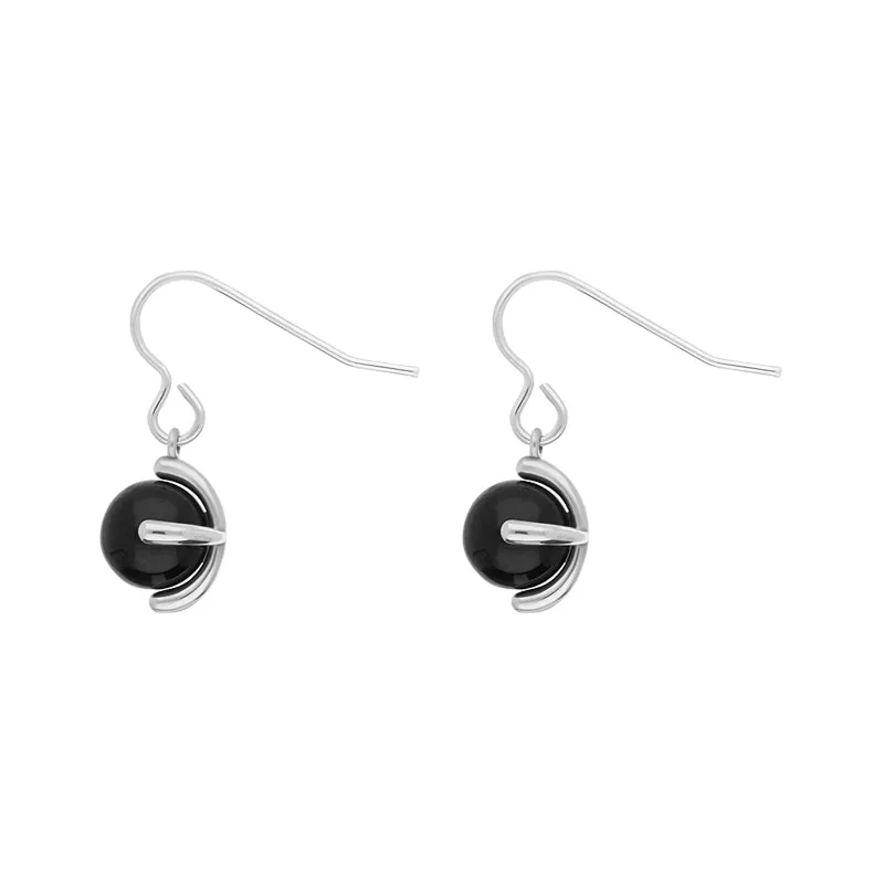 Sterling Silver Whitby Jet 8mm Bead Four Claw Drop Earrings sold by Jura Watches product image thumbnail 2