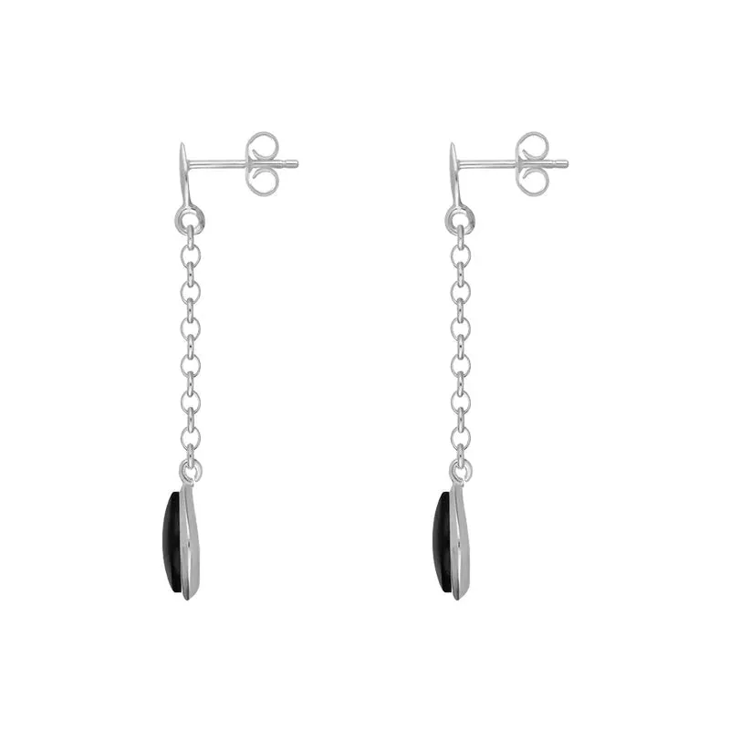 Sterling Silver Whitby Jet Marquise Chain Drop Earrings sold by Jura Watches product image thumbnail 2