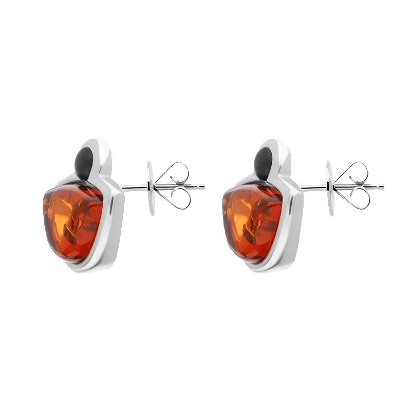 Sterling Silver Whitby Jet Amber Half Moon Round Stud Earrings sold by Jura Watches product image thumbnail 2