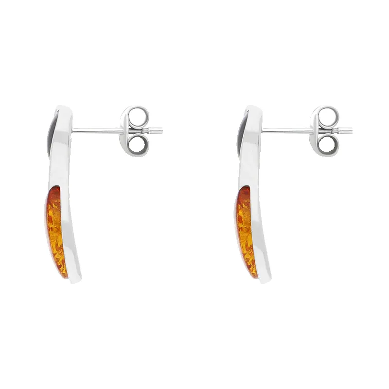 Sterling Silver Whitby Jet Amber Circle Drop Earrings sold by Jura Watches product image thumbnail 2
