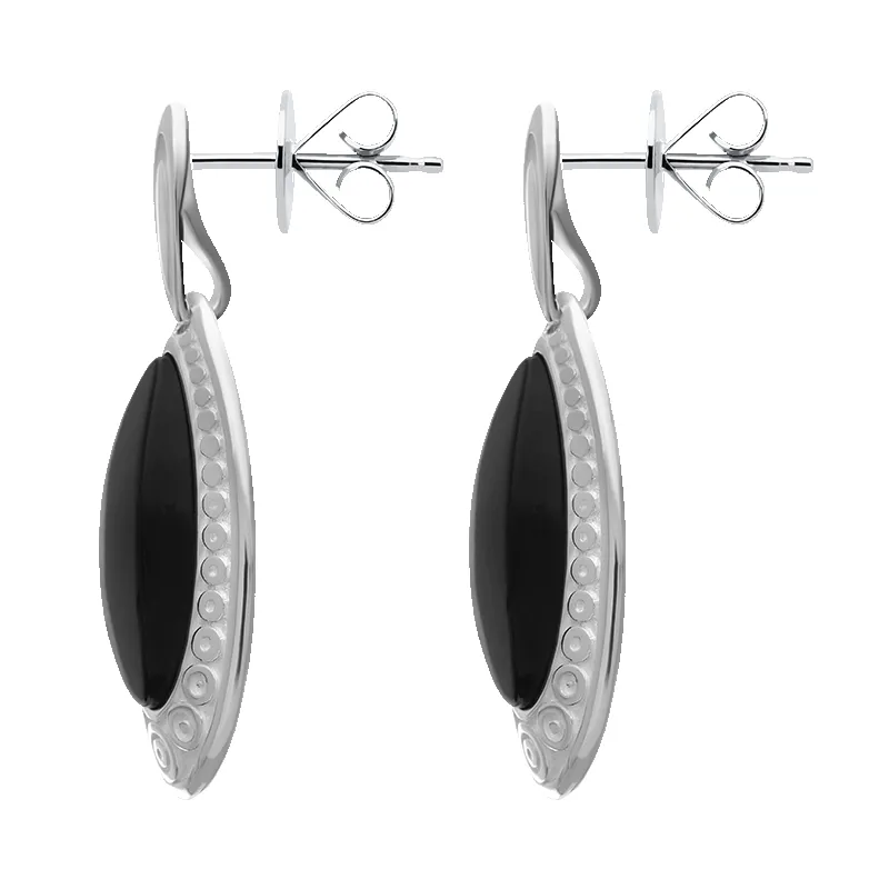 Sterling Silver Whitby Jet Graduated Pear Drop Earrings sold by Jura Watches product image thumbnail 2