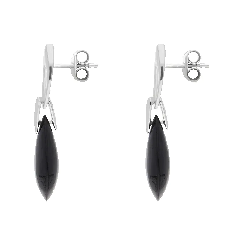 Sterling Silver Whitby Jet Flat Pear Shaped Drop Earrings sold by Jura Watches product image thumbnail 2
