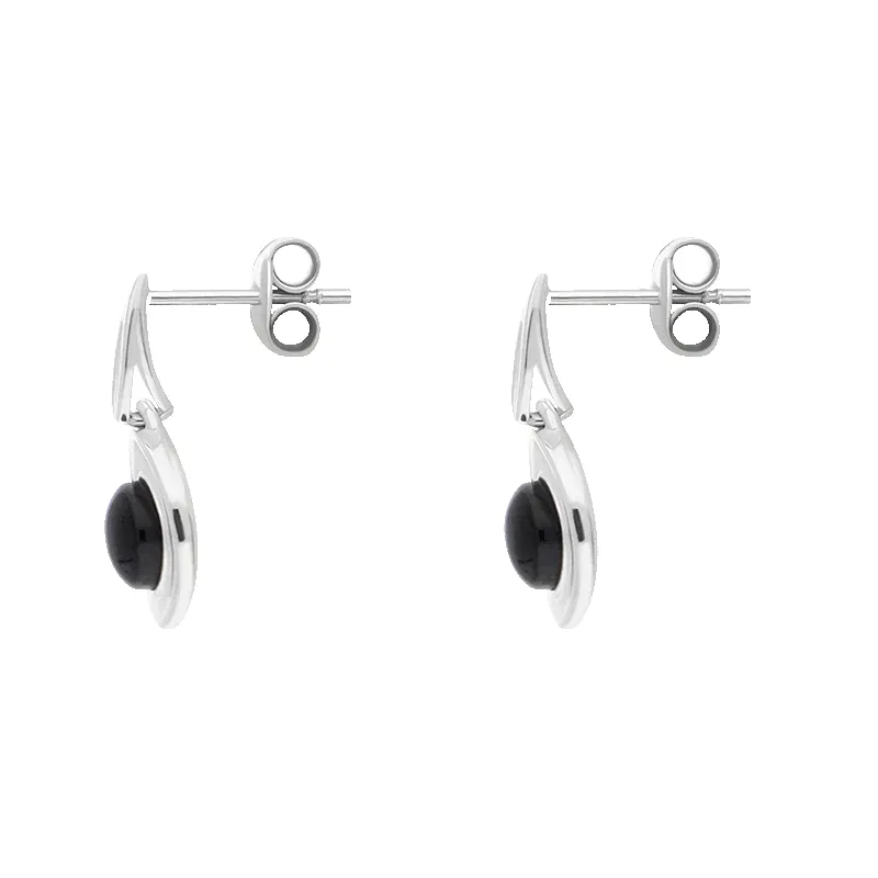 Sterling Silver Whitby Jet Round Swirl Drop Earrings sold by Jura Watches product image thumbnail 2