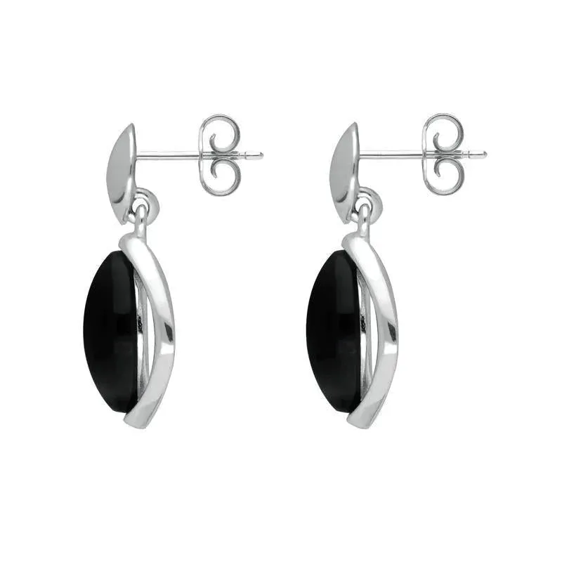 Sterling Silver Whitby Jet Marquise Centre Drop Earrings sold by Jura Watches product image thumbnail 2