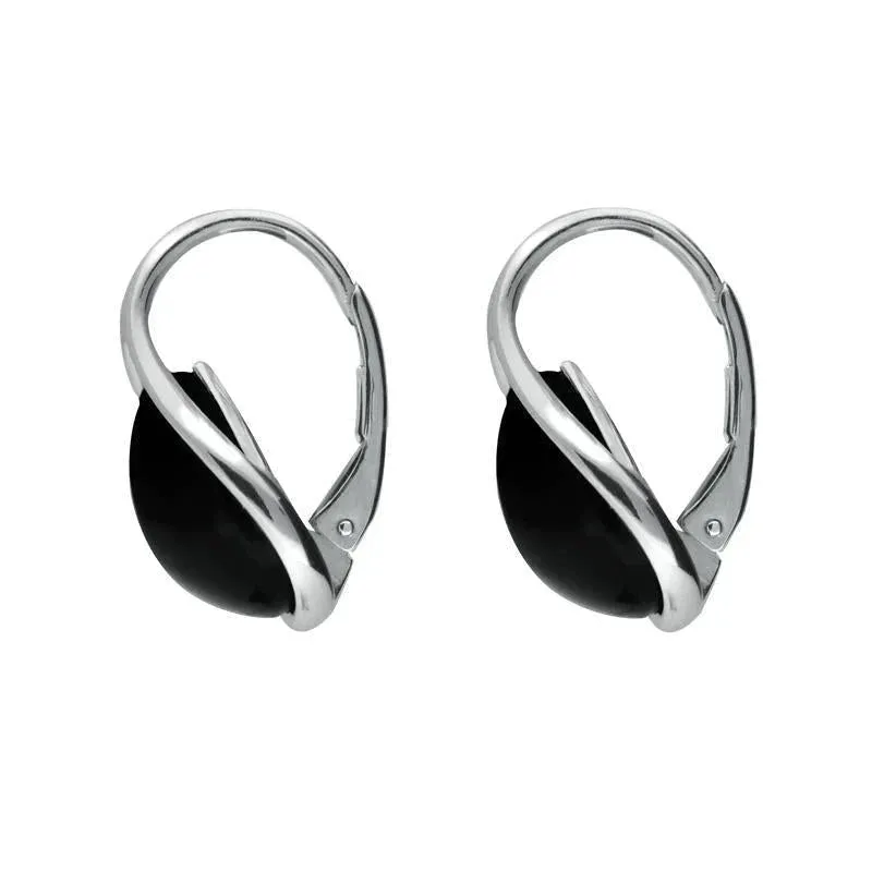 Sterling Silver Whitby Jet Open Edge Pear Drop Earrings sold by Jura Watches product image thumbnail 2