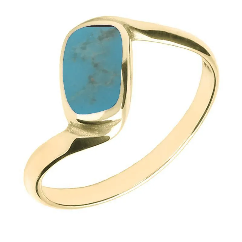 18ct Yellow Gold Turquoise Oblong Twist Ring sold by Jura Watches
