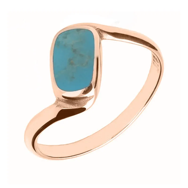 18ct Rose Gold Turquoise Oblong Twist Ring sold by Jura Watches