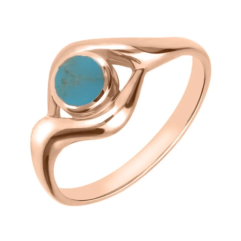 9ct Rose Gold Turquoise Round Twist Ring sold by Jura Watches