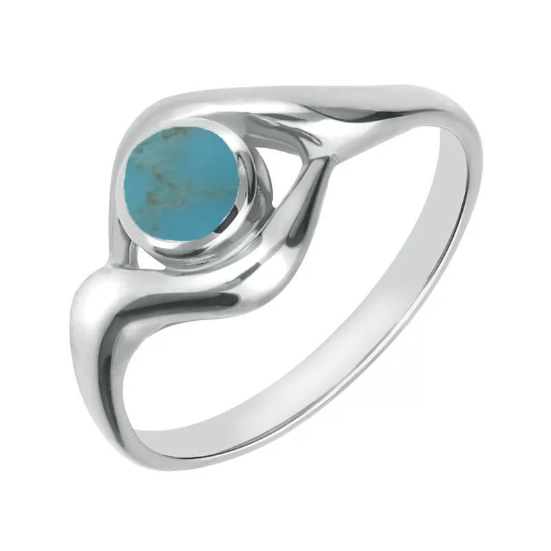 18ct White Gold Turquoise Round Twist Ring sold by Jura Watches