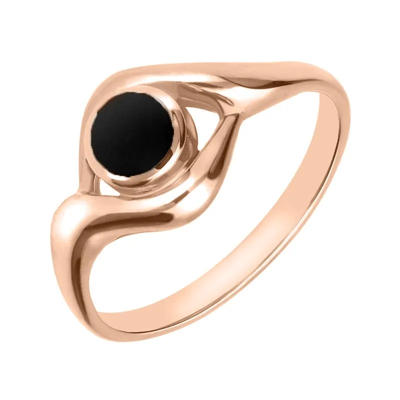 18ct Rose Gold Whitby Jet Round Twist Ring sold by Jura Watches