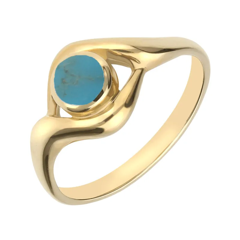 18ct Yellow Gold Turquoise Round Twist Ring sold by Jura Watches