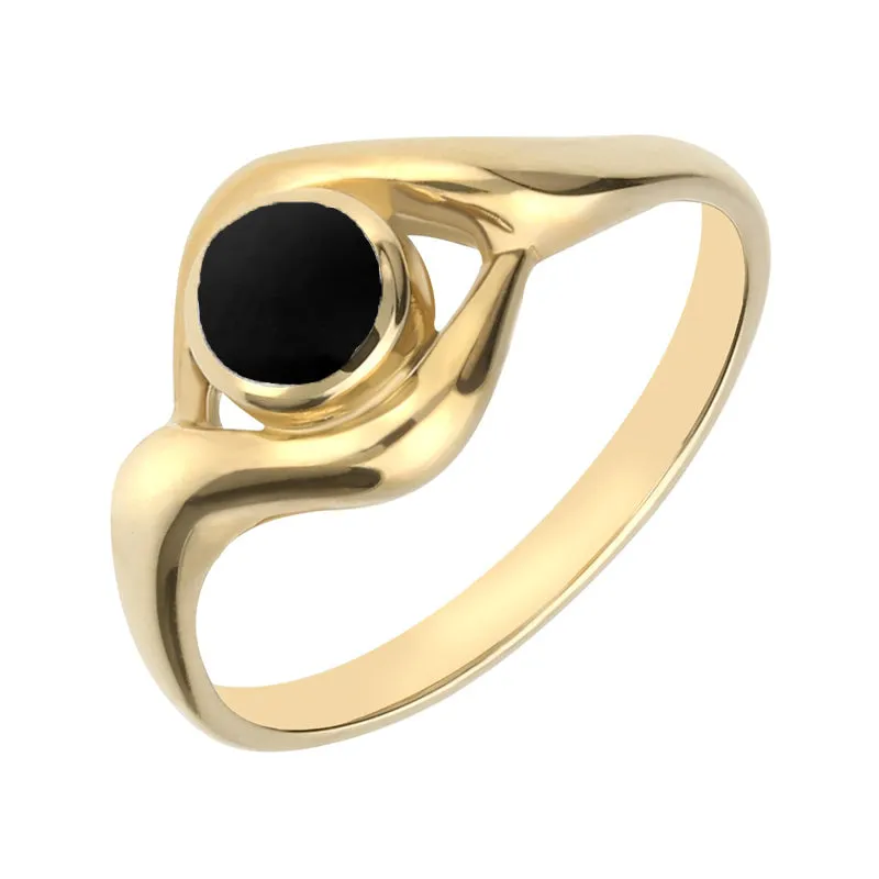 18ct Yellow Gold Whitby Jet Round Twist Ring sold by Jura Watches
