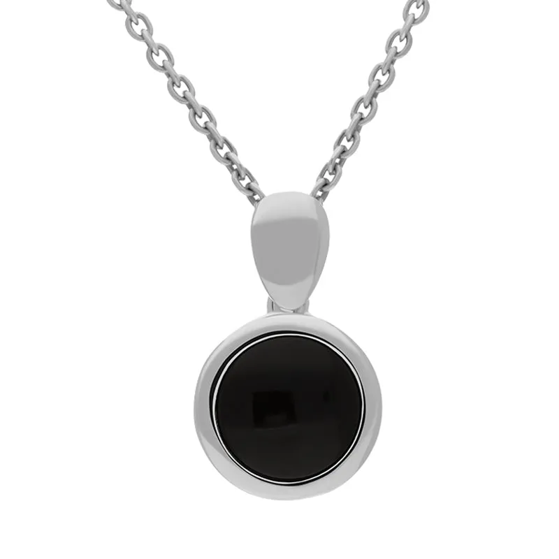Sterling Silver Whitby Jet Bottle Top Round Necklace sold by Jura Watches