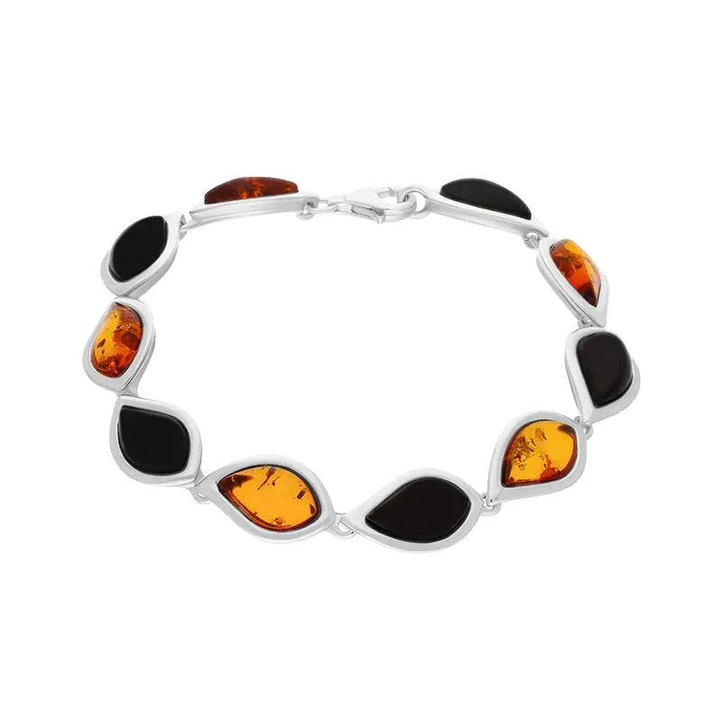 Sterling Silver Whitby Jet Amber Ten Stone Small Leaf Bracelet sold by Jura Watches product image thumbnail 2