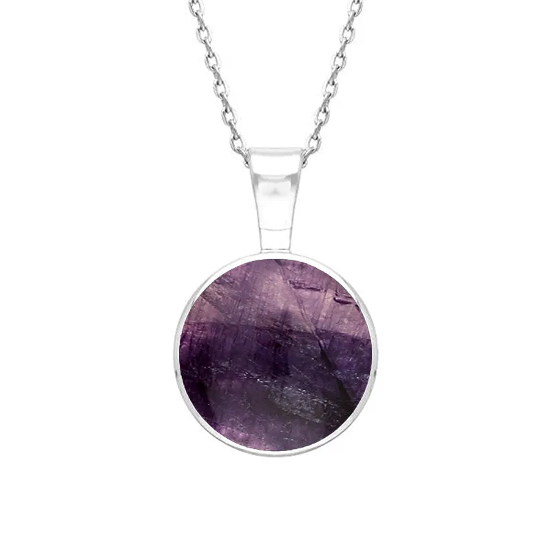 9ct White Gold Blue John Heritage Round Necklace sold by Jura Watches