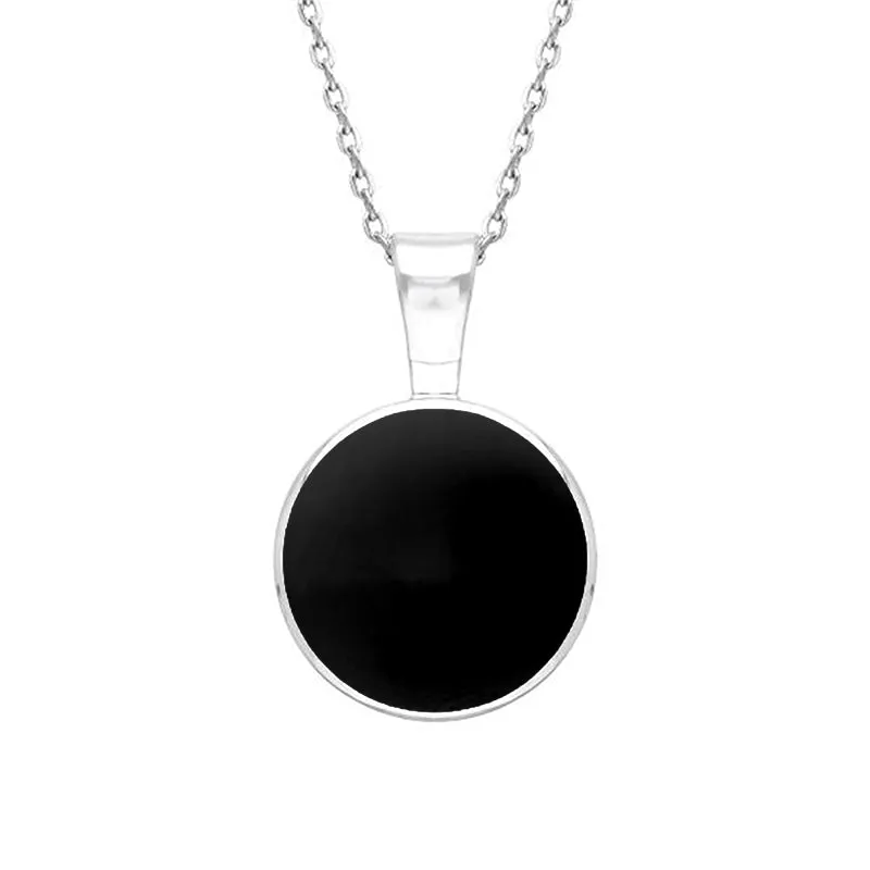 18ct White Gold Whitby Jet Heritage Round Necklace sold by Jura Watches
