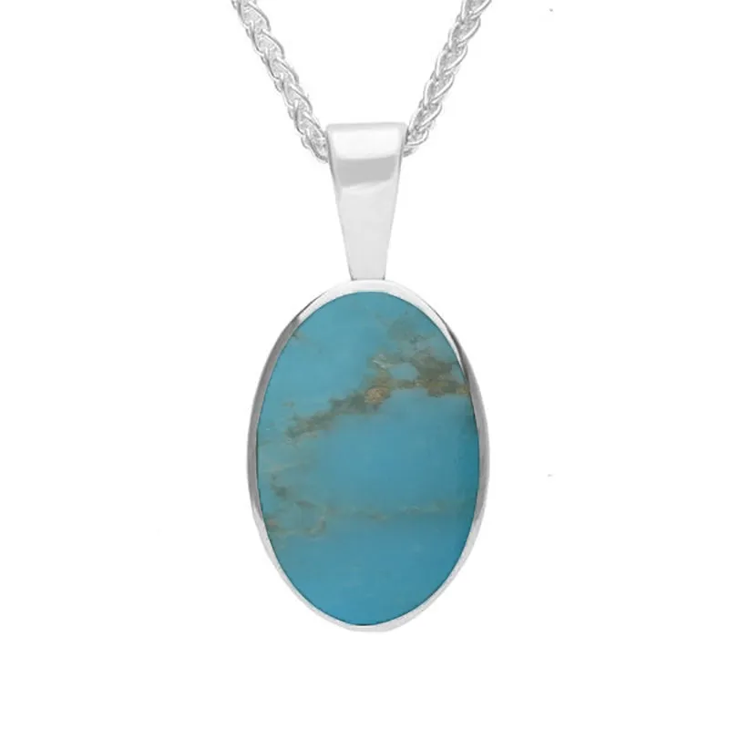 Sterling Silver Turquoise Oval Necklace sold by Jura Watches