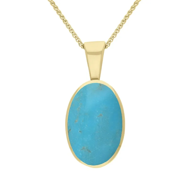 9ct Yellow Gold Turquoise Oval Necklace sold by Jura Watches