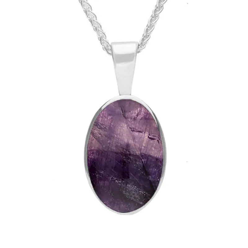 9ct White Gold Blue John Oval Necklace sold by Jura Watches