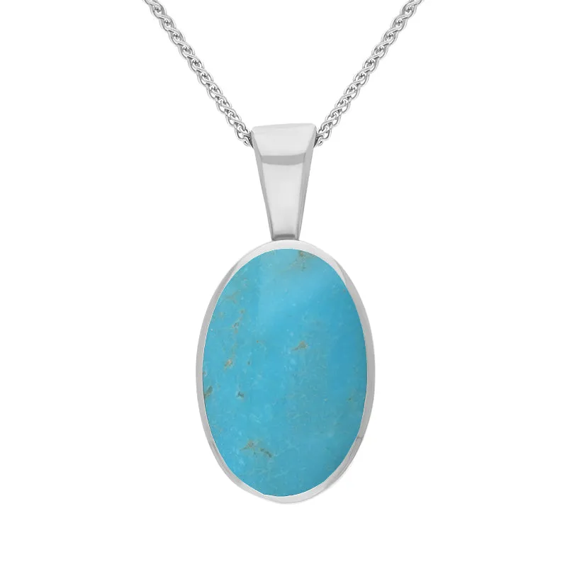 9ct White Gold Turquoise Oval Necklace sold by Jura Watches
